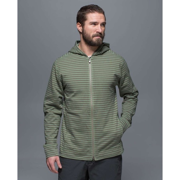 Lululemon Other - Lululemon Rival Hoodie Mens XL?Green Striped Bold Full Zip Casual Coastal Active